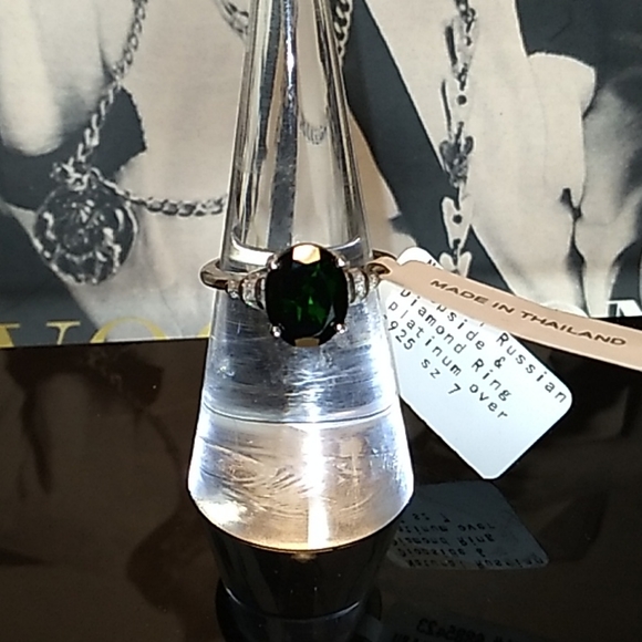 Natural Chrome Russian Diopside Diamond Baguette White Silver - Picture 10 of 15